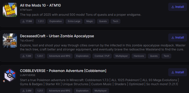 Mod installer screenshot